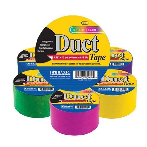 Bazic Products DDI 924186 BAZIC 1.88" X 10 Yard Assorted Fluorescent Colored Duct Tape Case of 36 910